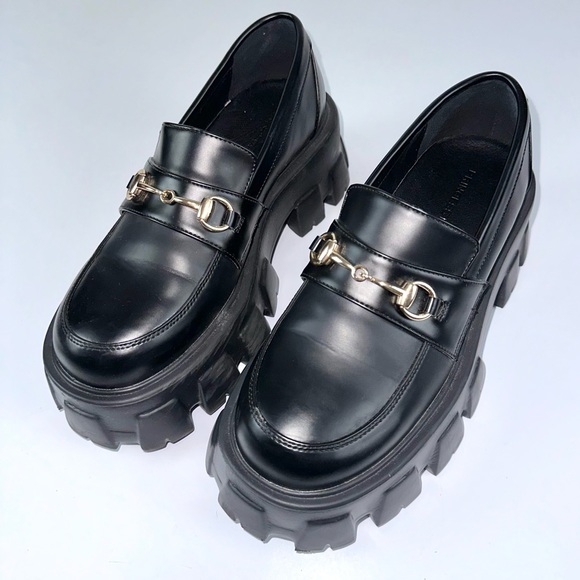 Princess Polly Women’s Sz 6 PENNY LANE PLATFORM LOAFERS Chunky Slide On - BLACK - Picture 9 of 15